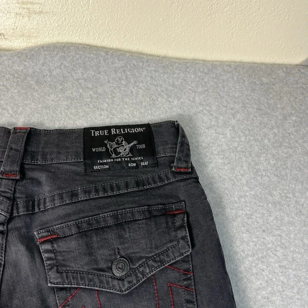 True Religion Jeans Mens 31x32 Gray Ricky Relaxed Straight Cotton Blend Denim
